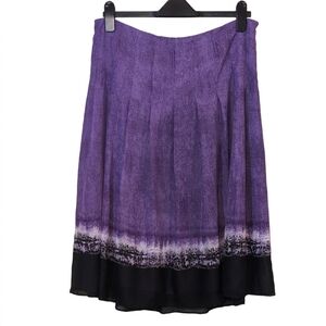 Jones & Co. Midi Skirt Purple Abstract Print Womens Size 12 Flowy Artistic Flare